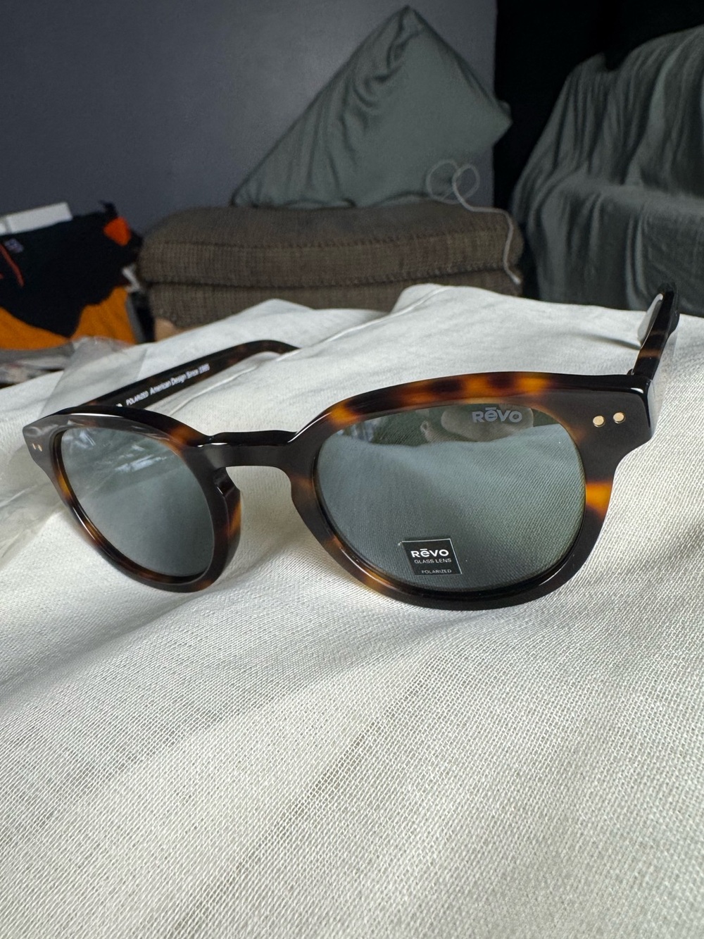 REVO STERLING Shiny Tortoise POLARIZED Green Grey GLASS Sunglass 1256 02 SG50